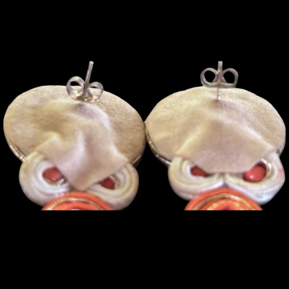 Bohemian Statement Drop Earrings Soutache Shell D… - image 7